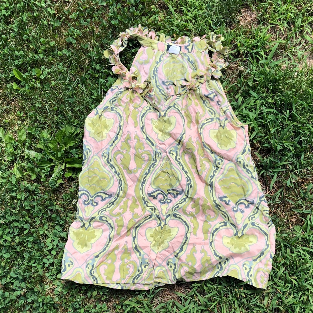 J. Crew Pink and Lime Green Patterned Floral Halter Camisole